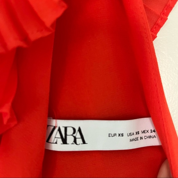 Zara Red Pleated Ruffle Maxi Dress - Picture 5 of 8